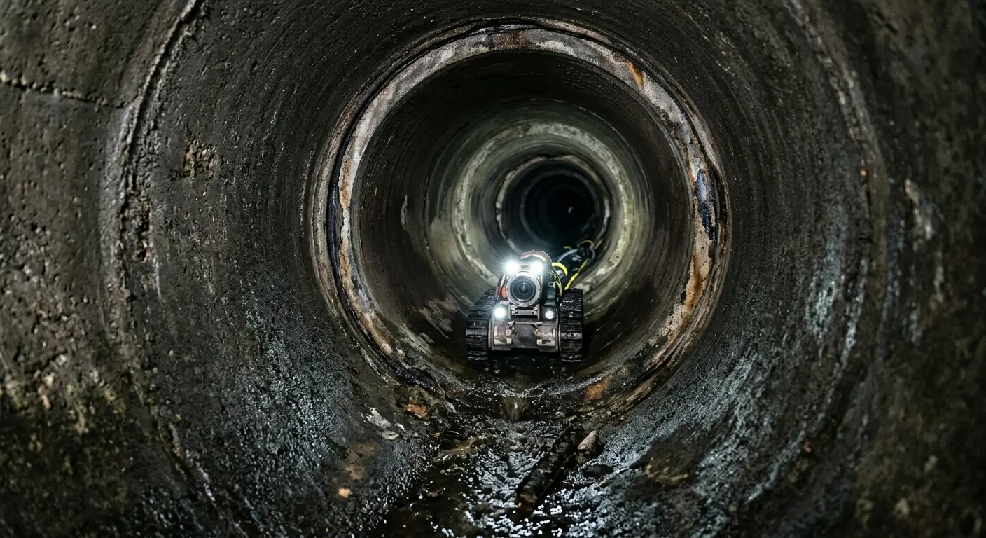Robotic sewer camera inspecting pipe interior for Drain Snake Service in Malibu